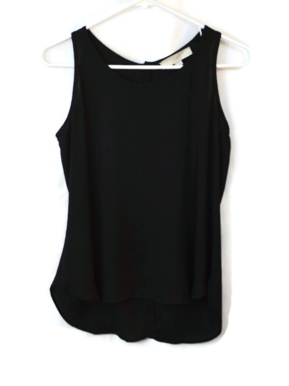 LOFT Sleeveless Tank Top Blouse Black Button Back Light and Airy Size SP
